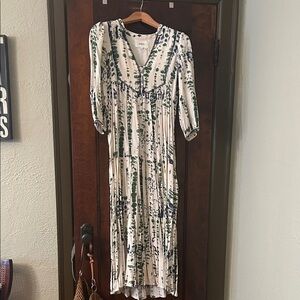 ba&sh Green and Blue Long Sleeve Dress